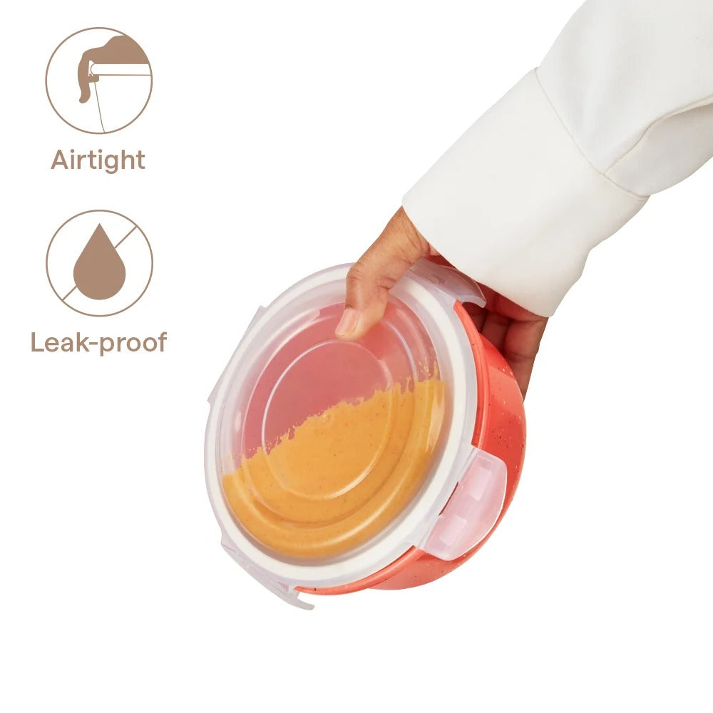 Pink Round Klip N Store Glass Container 240 ml
