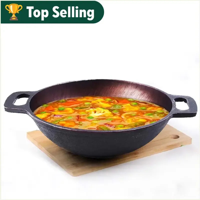 Super Smooth Cast Iron Kadai Wok Pre-Seasoned Naturally Non-Stick