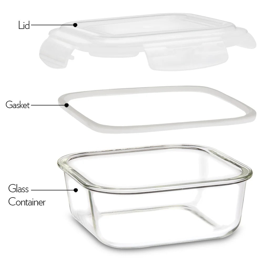 Square Glass Container Set of 3 (320 ml + 520 ml + 800 ml)