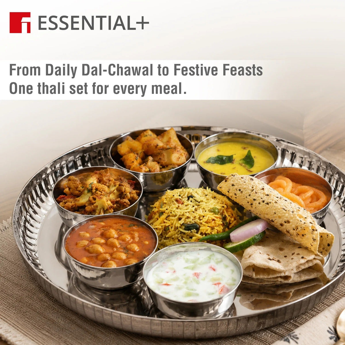 Signature 304 Stainless Steel Traditional Dinner Plates Thali Set of 2