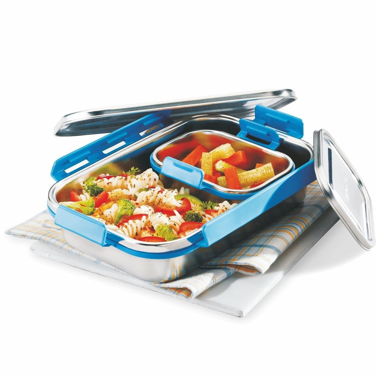 Signoraware Steelin Rectangular Steel Lunch Box Blue