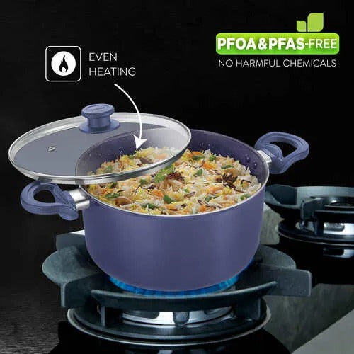 Ceramic Non-Stick Aluminium Casserole 20 cm 2.8L with Glass Lid