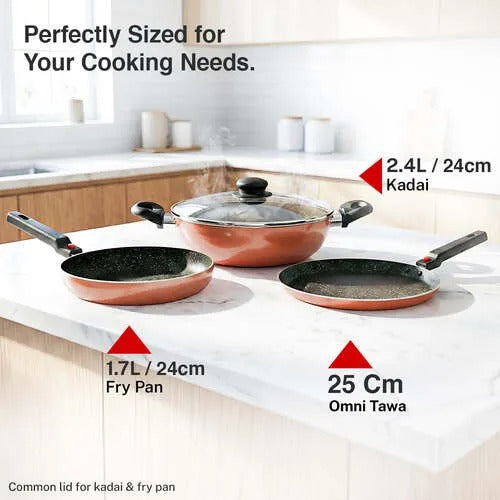 Festival Pack Induction Bottom Non-Stick Aluminium Cookware Set 3 Pcs
