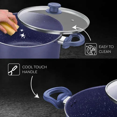 Ceramic Non-Stick Aluminium Casserole 20 cm 2.8L with Glass Lid
