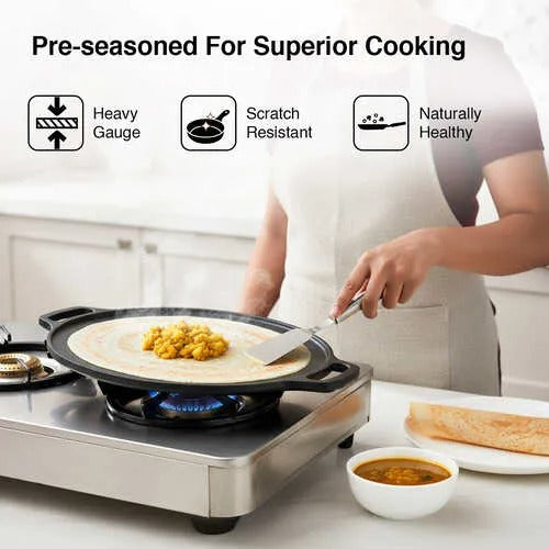Cast Iron Scratch-Resistant Round Base Dosa Tawa