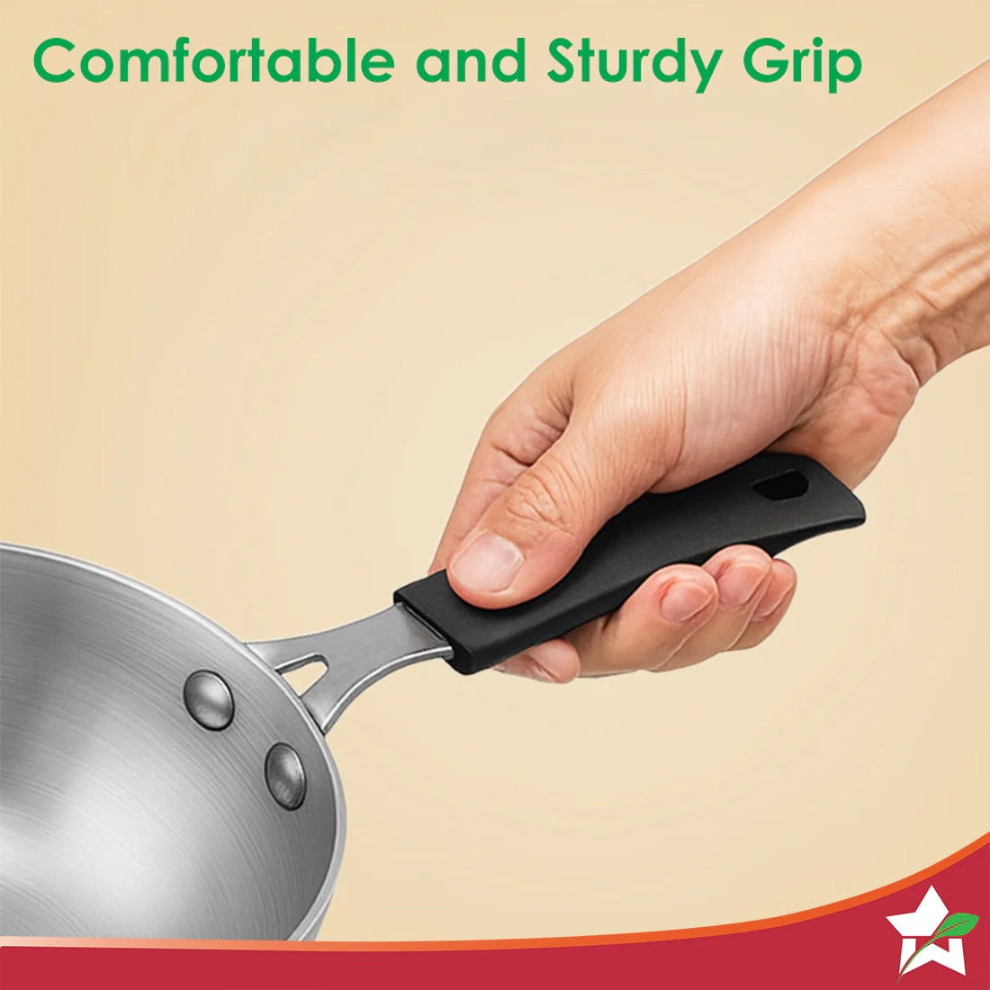 Tri-Ply Stainless Steel Mini Wok Tadka Pan 14 cm 650 ml