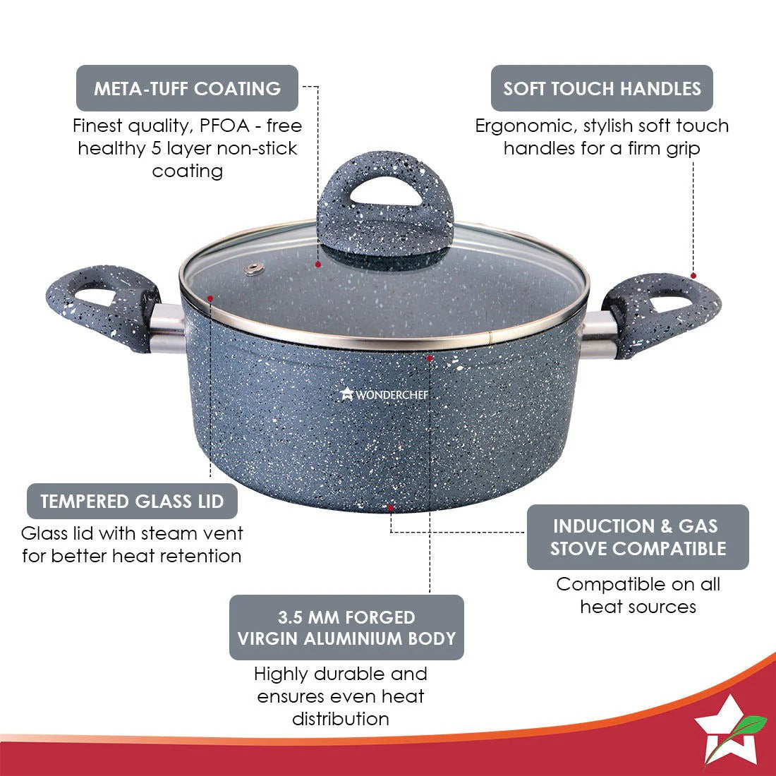 Granite Die-Cast Casserole Set 6 Pcs