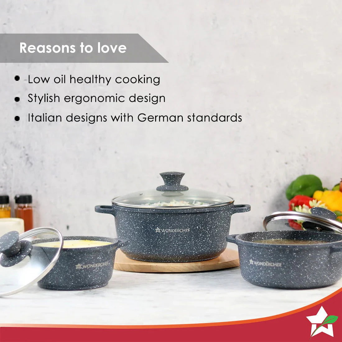 Granite Die-Cast Casserole Set 6 Pcs