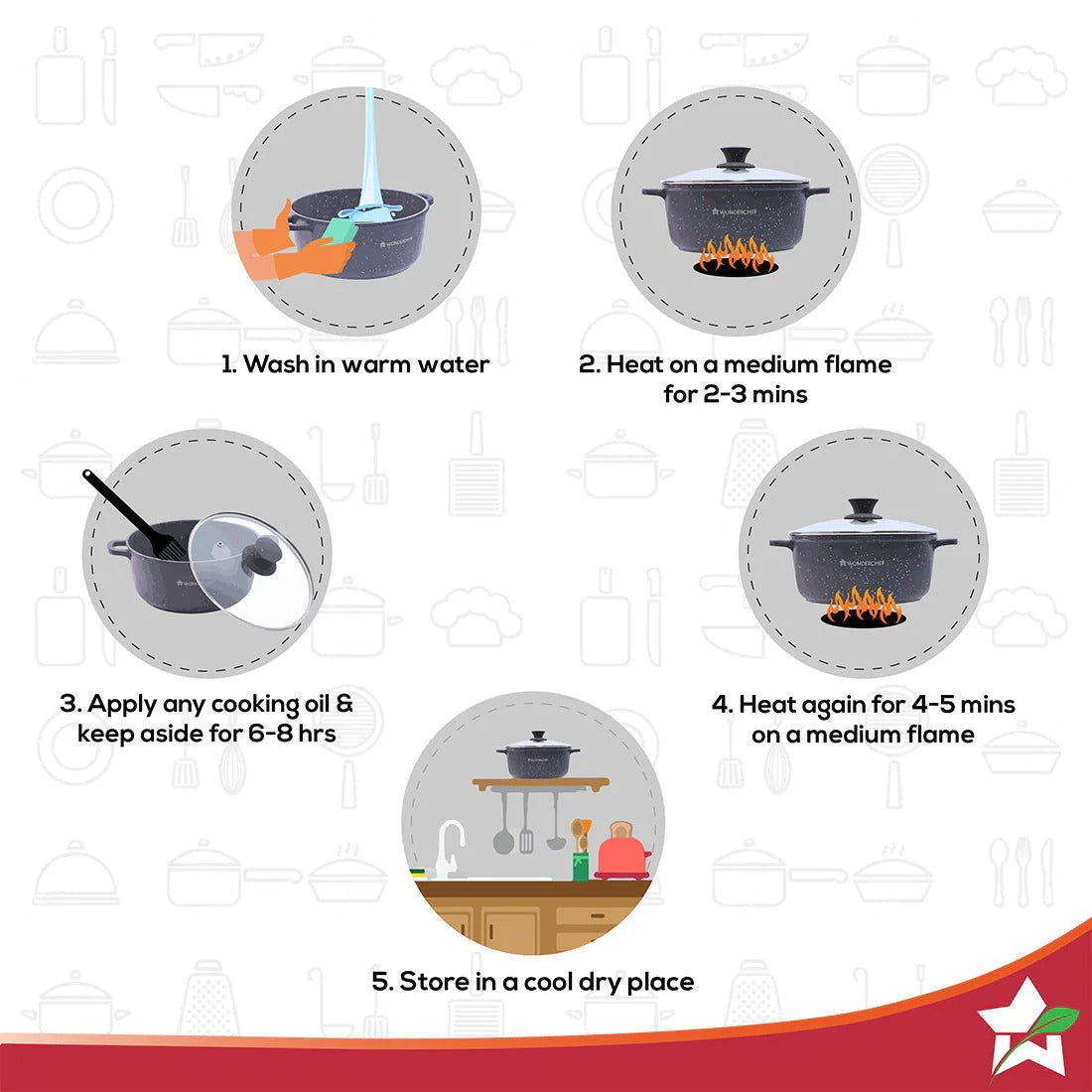 Granite Die-Cast Casserole Set 6 Pcs