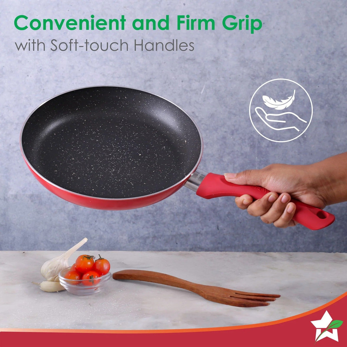 Non-Stick 4 Pcs Cookware Set Red/Black