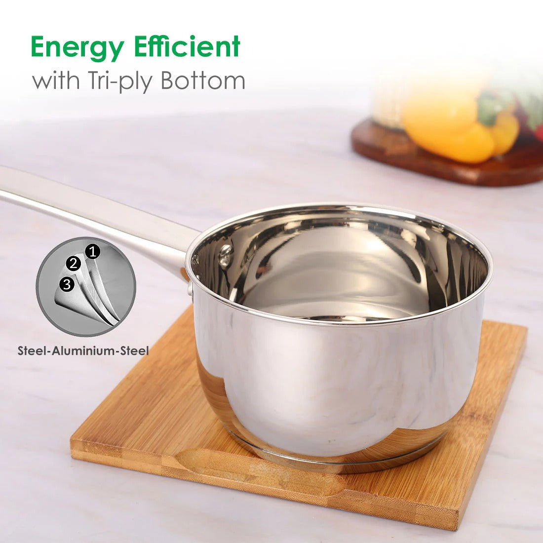 Stainless Steel Sauce Pan 1.2L Tri-Ply