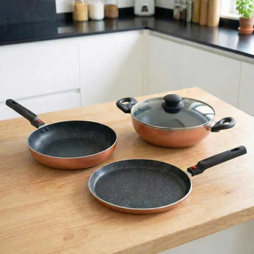 Festival Pack Induction Bottom Non-Stick Aluminium Cookware Set 3 Pcs