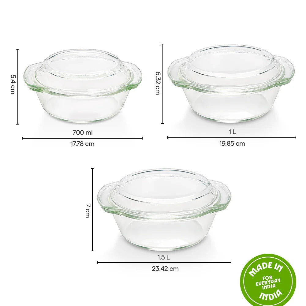 Round Casserole Set of 3 with Lid (750 ml+1L+1.5L)