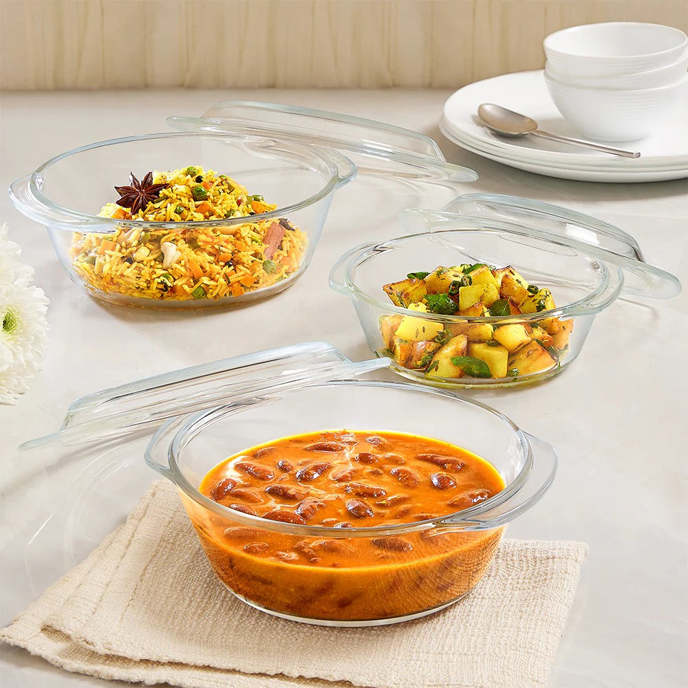Round Casserole Set of 3 with Lid (750 ml+1L+1.5L)