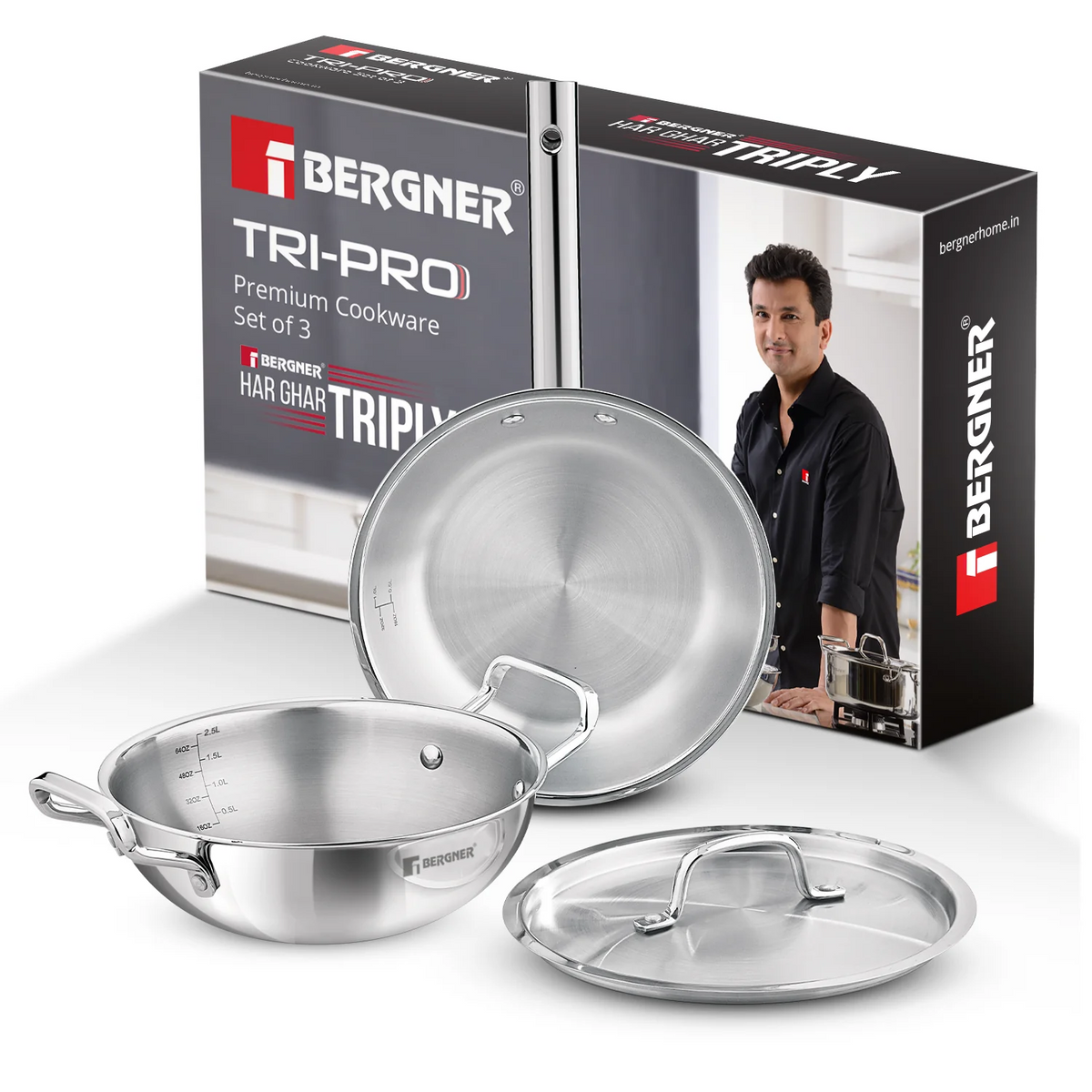 Tri-Ply 3 Pcs Cookware Set