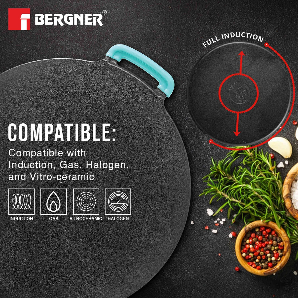 Eco Cast Iron 30 cm Flat Multi Tawa