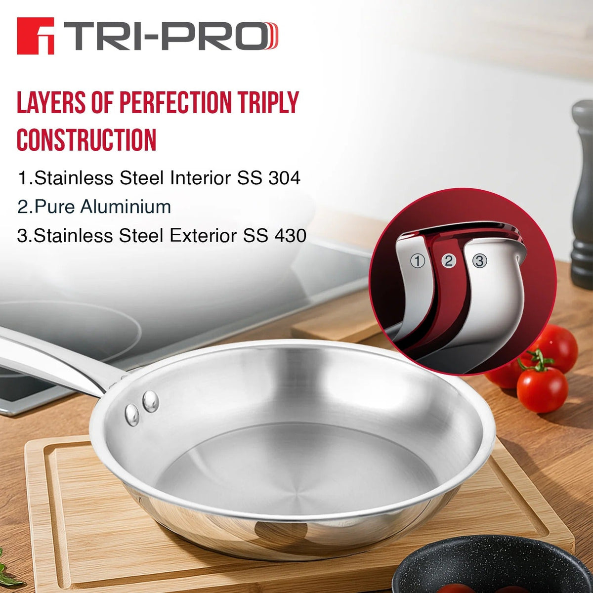 18 cm Tri-Ply Fry Pan