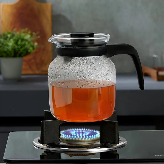 Glass Kettle Tea Coffee Teapot Carafe 1.2L