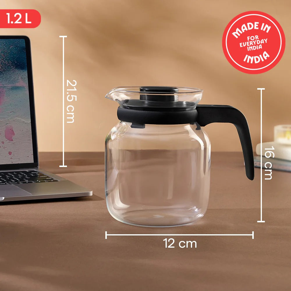 Glass Kettle Tea Coffee Teapot Carafe 1.2L