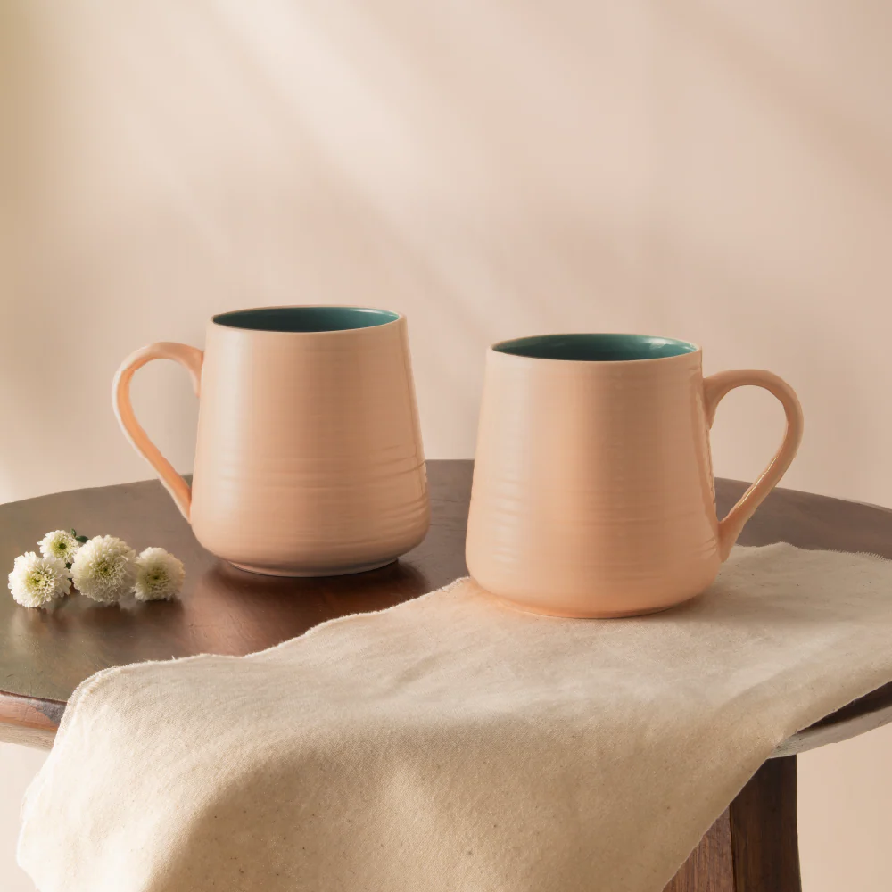 Mug Peach Set of 2 (400 ml×2) Peach