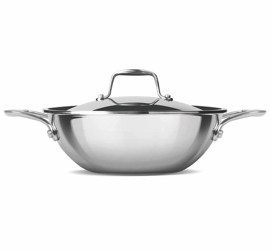 Triply Stainless Steel Kadhai with Lid 28 cm