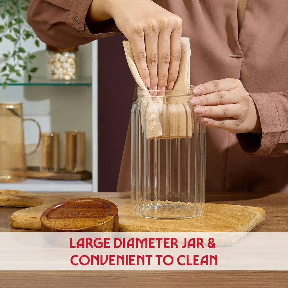 Linea Glass Jar with Acacia Lid 300 ml