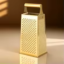 Golden 4-Sided Rectangular Stainless Steel Kitchen Grater & Zester with Handle—Versatile Food Shredder for Cheese, Potatoes, Vegetables, and More