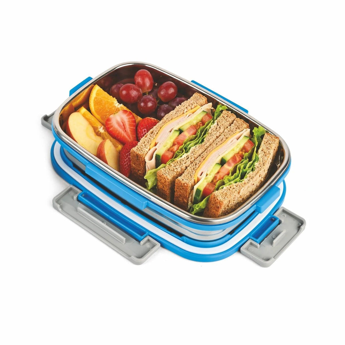Steel Rectangular Container 900 ml with Steel Lid Blue