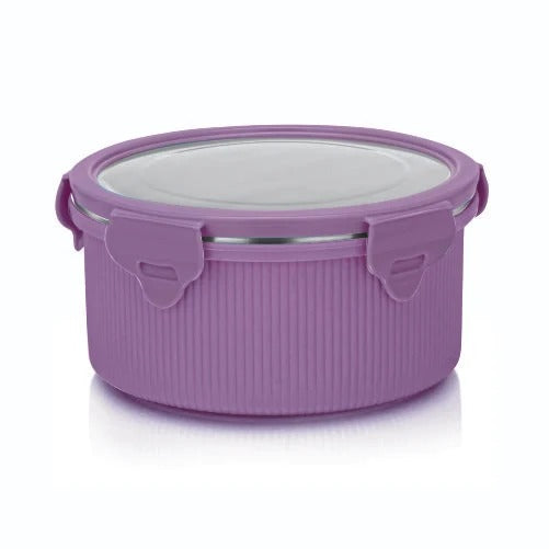 Microsafe Round Steel Container with Steel Lid 1050 ml Purple