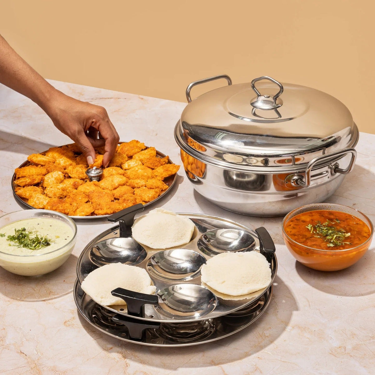 Stainless Steel 6 Pcs Deluxe Multi Kadai Induction Friendly