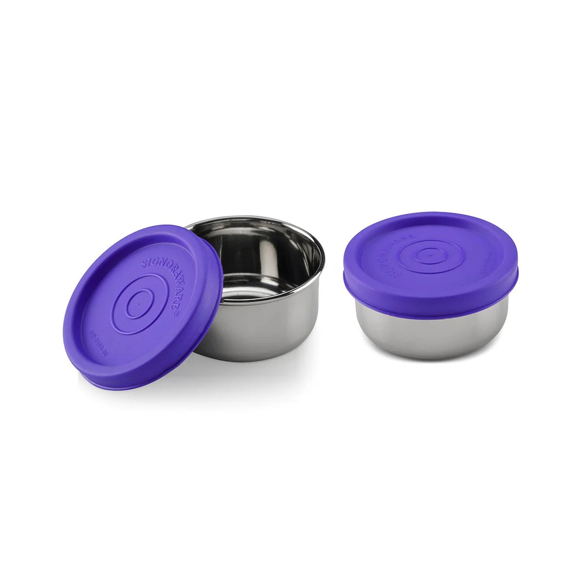 Round Steel Small Container Set of 2 Violet