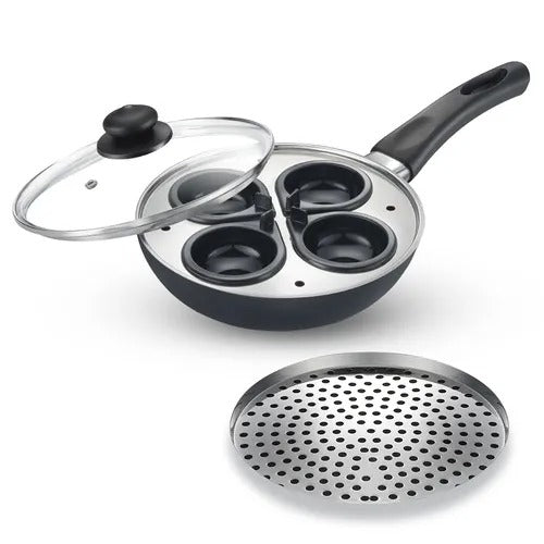 Granite Multi Pan Cookware 20 cm with Egg Poacher, Steamer and Glass Lid