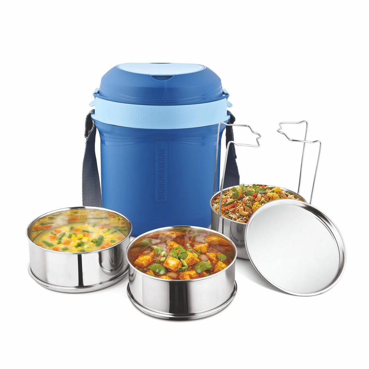 E-Hot Electric Lunch Box 3 Tier Dark Blue