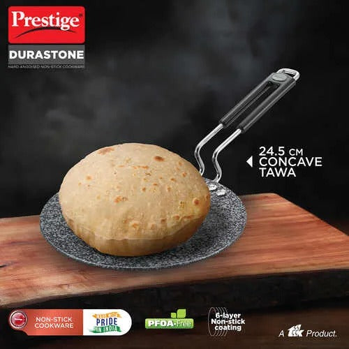 Hard Anodised 6 Layer Non Stick Concave Tawa (Black)