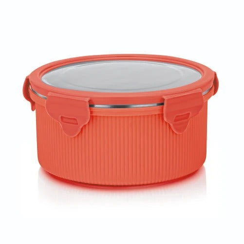 Microsafe Round Steel Container with Steel Lid 1050 ml Red