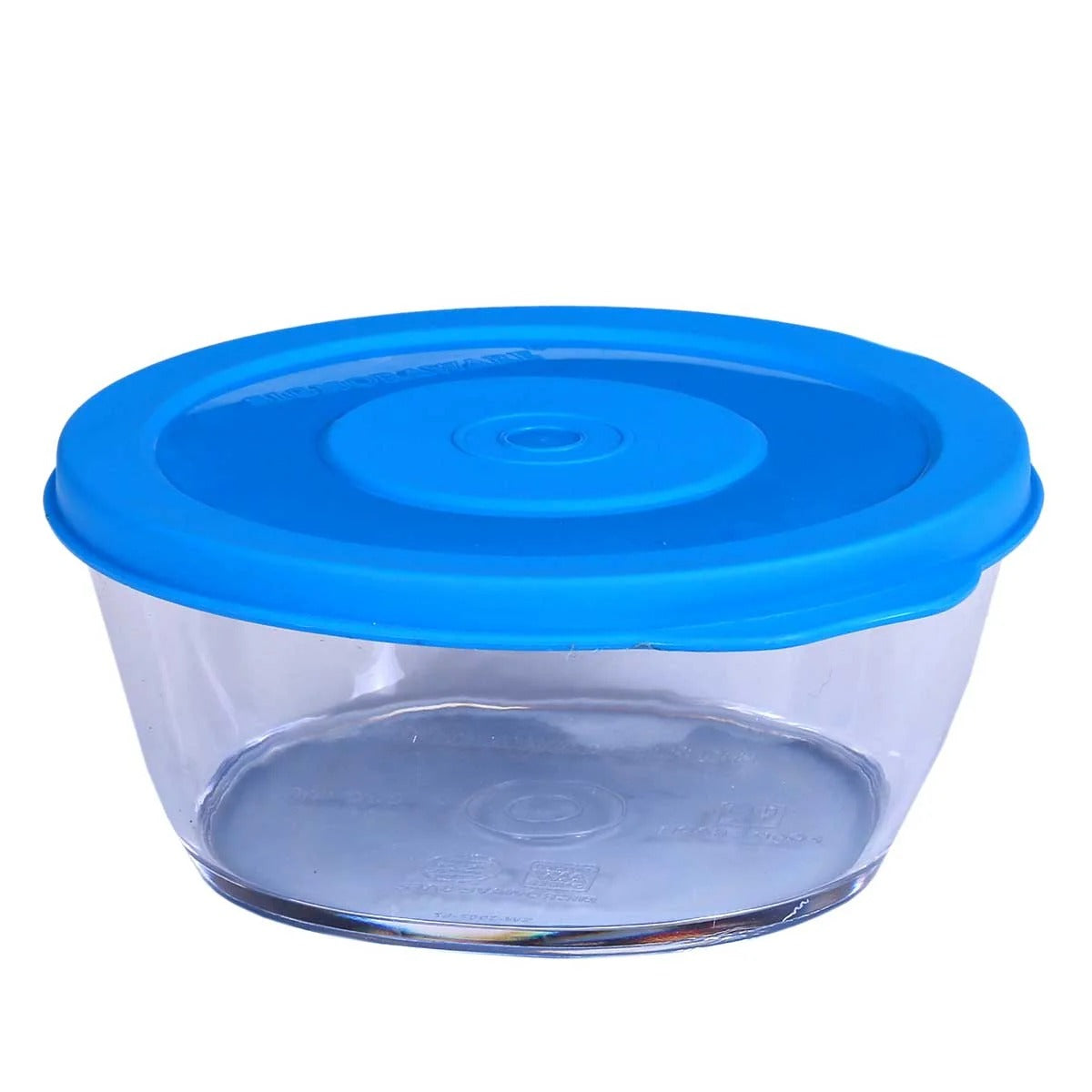 Round Medium Plastic Container with Seal 600 ml Blue
