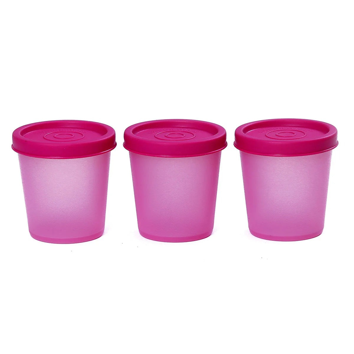 Round Medium Plastic Container Set of 3 Pink