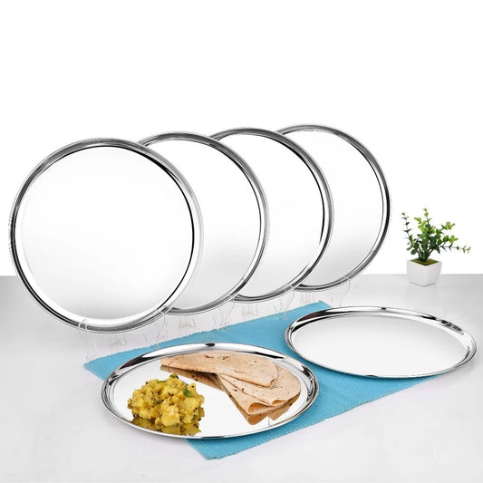 Stainless Steel Bangla Bogi Dinner Plate Set of 6 Pieces 21 cm