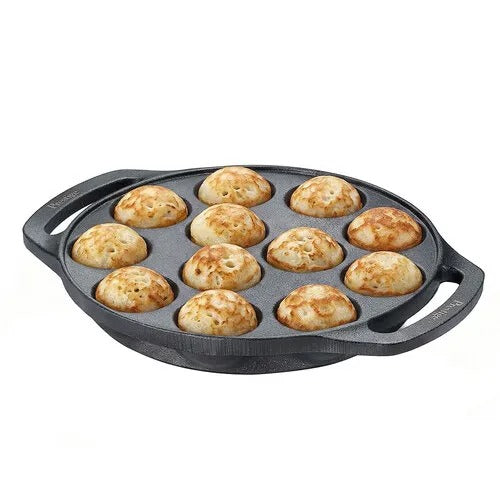 Finish Cast Iron Paniyaram Pan Appakari Pre-Seasoned 26 cm