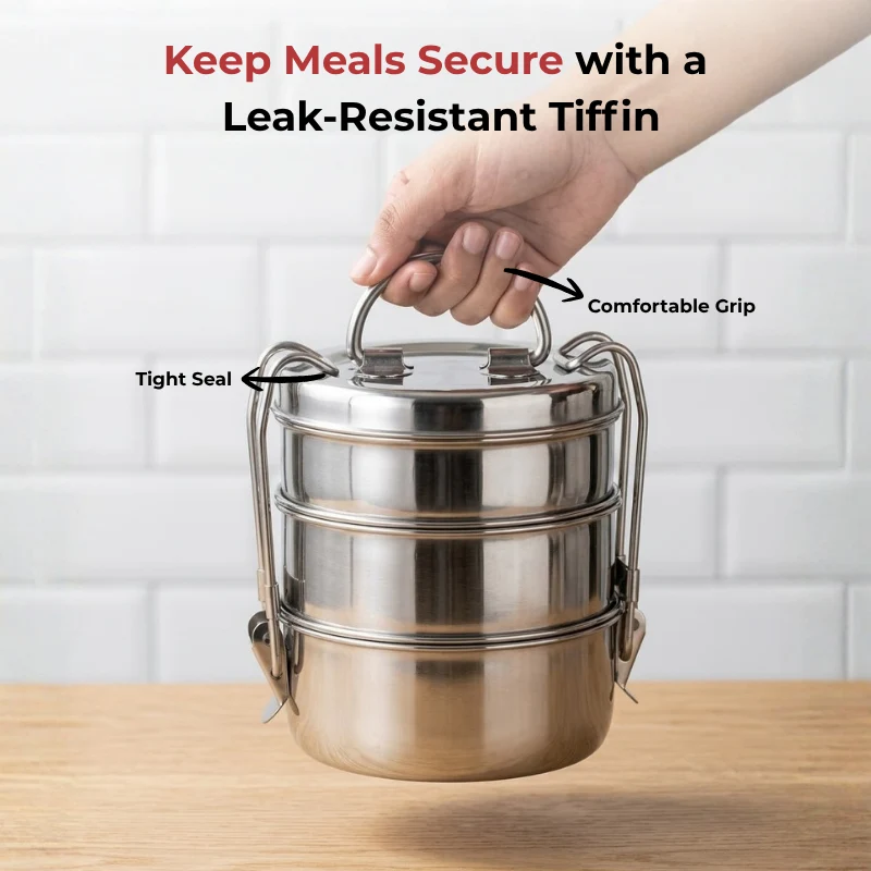 Stainless Steel Lunch Tiffin Set of 3 (9 inch)