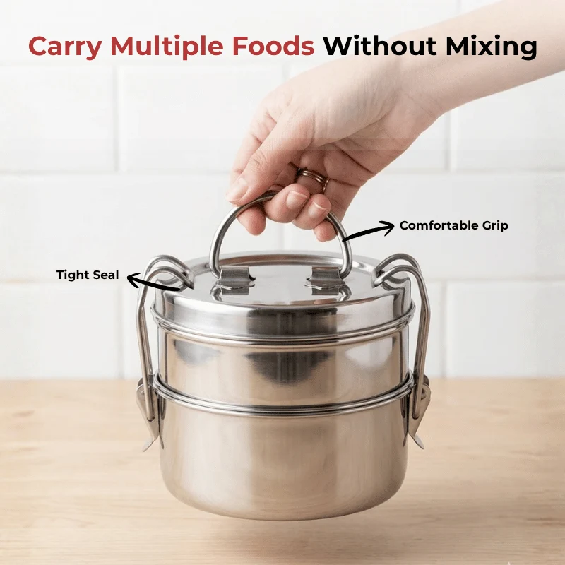 Stainless Steel Lunch Tiffin Set of 2 (7 inch)