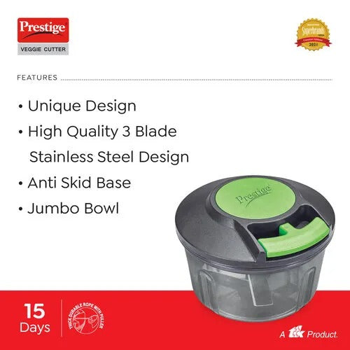 Prestige PVC 8.0 Veggie Cutter with 3 Stainless Steel Blades Jumbo Bowl Black