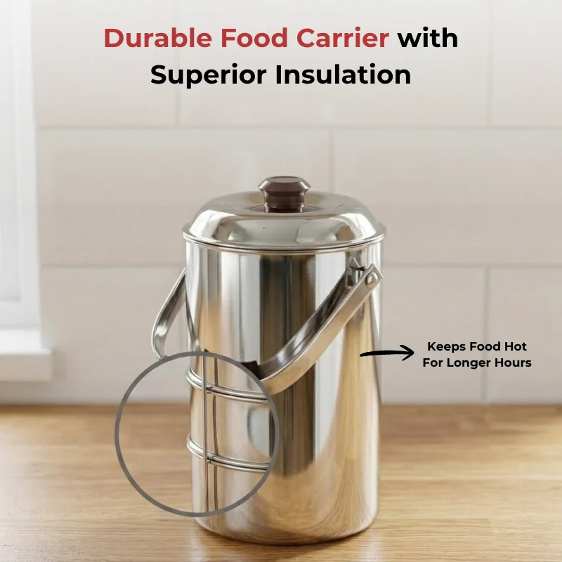 Stainless Steel Deluxe Hot Tiffin 3 Compartment