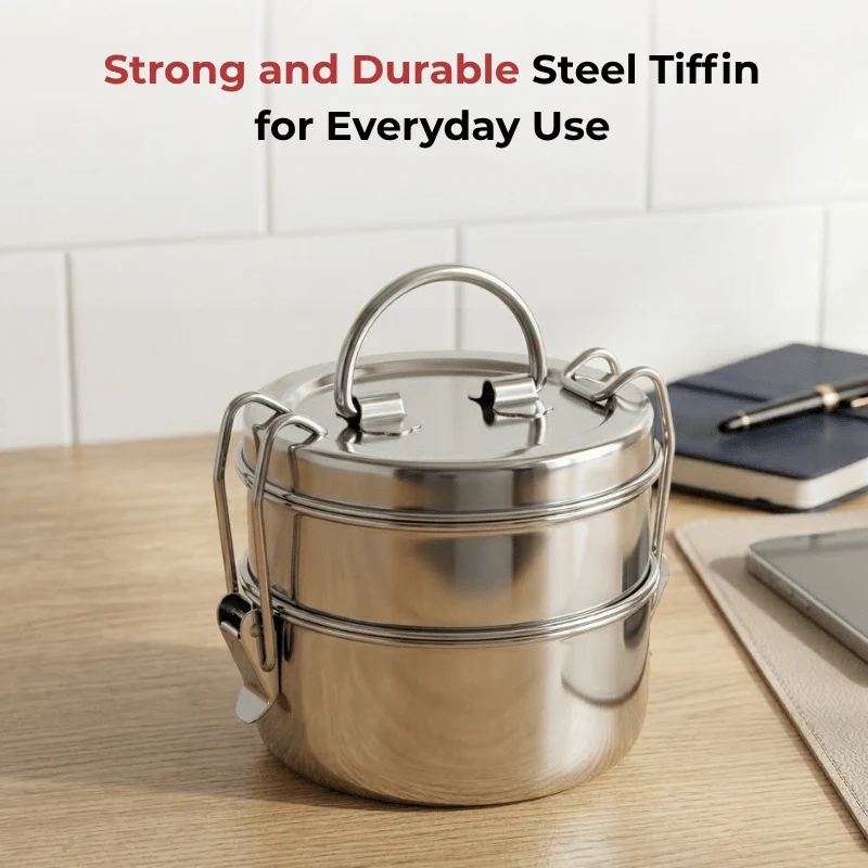Stainless Steel Lunch Tiffin Set of 2 (7 inch)