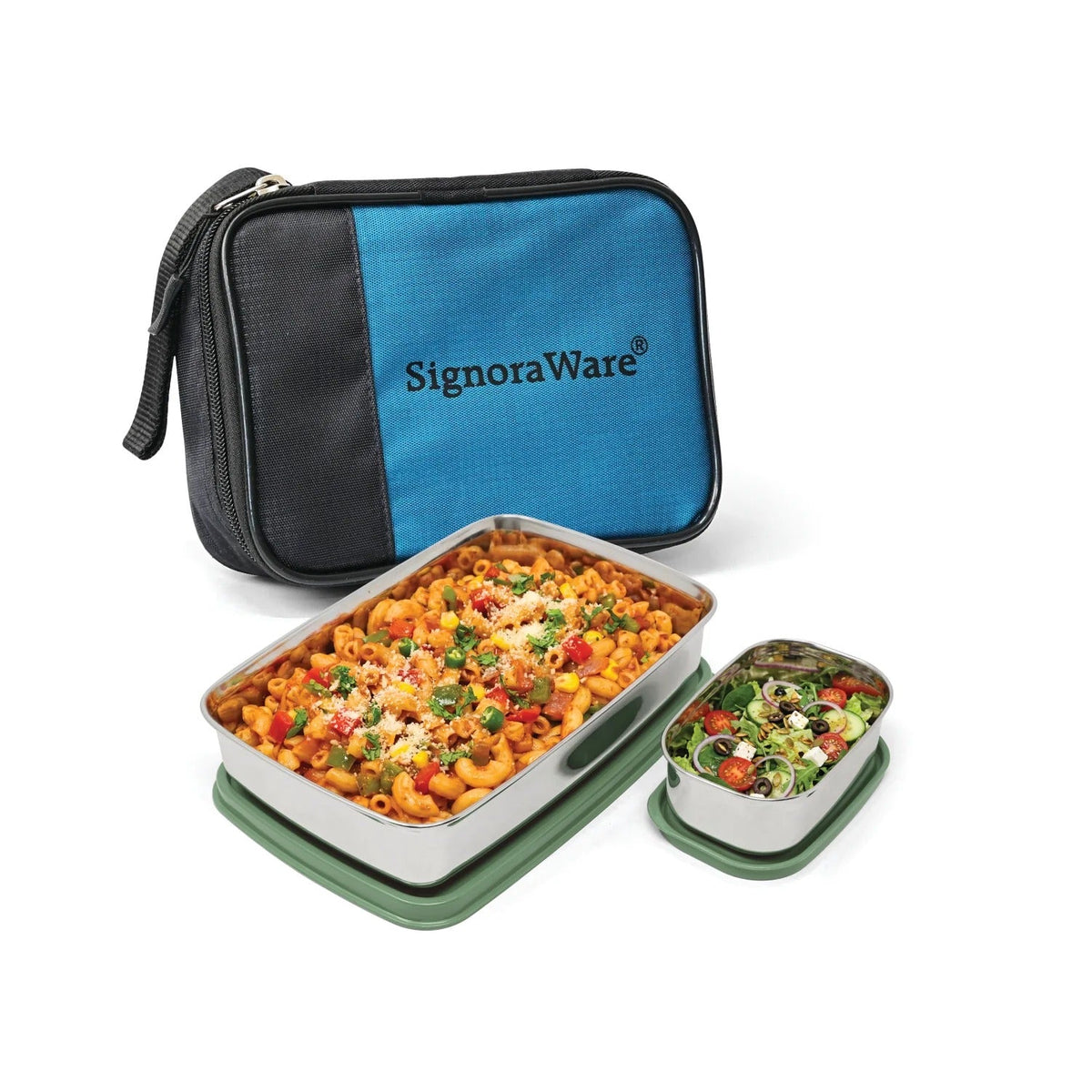 Compact Steel Big Lunch Box with Bag EGreen