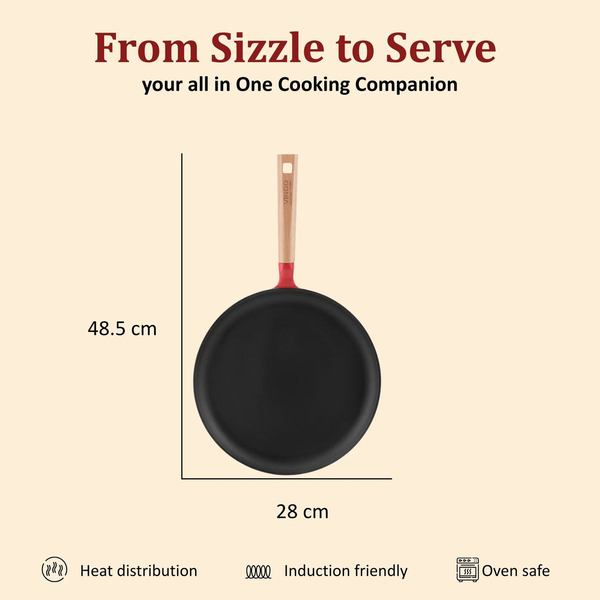 Vinod Cast Iron Freya Dosa Tawa Pre-Seasoned Induction Compatible