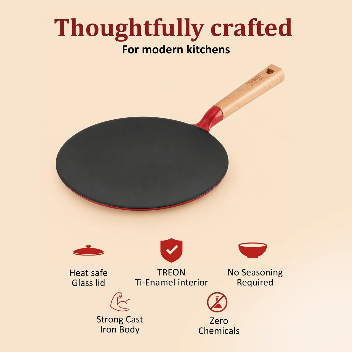 Cast Iron Freya Roti Tawa 26 cm Pre-Seasoned Induction Compatible