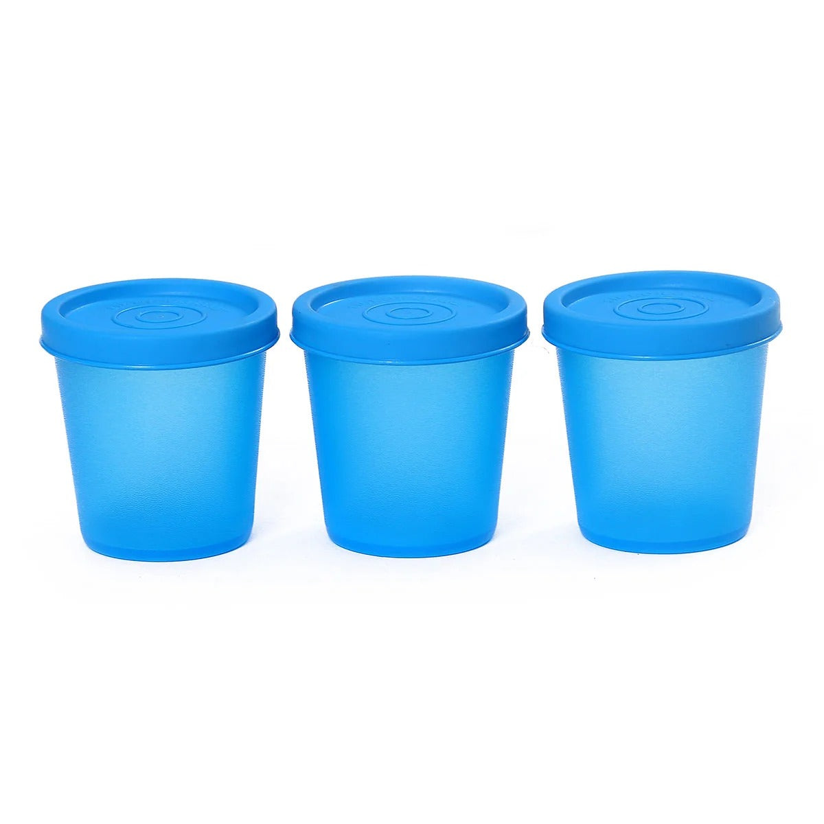Round Medium Plastic Container Set of 3 Blue
