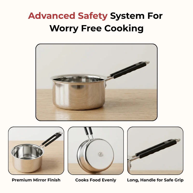 Stainless Steel Royal Saucepan with Long Side Handle Tea Milk Pan No.10