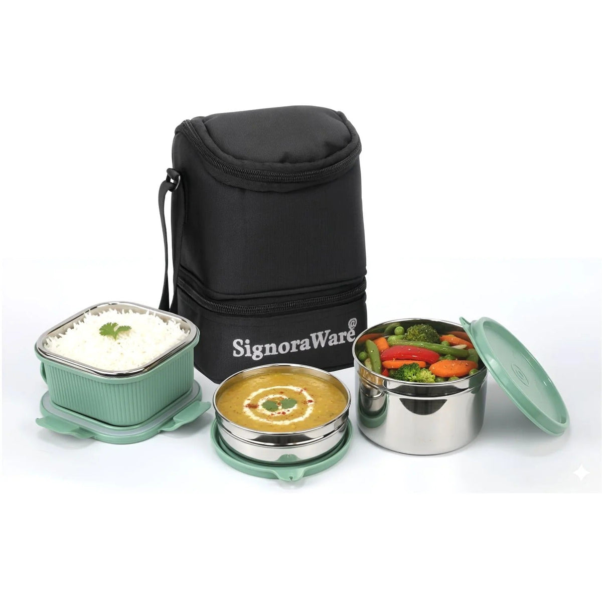 Steel Lunch Box - Trio Steel Lunch Box Egreen